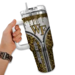 customized wake forest demon deacons leopard zipper gold curved tumbler best selling.webp