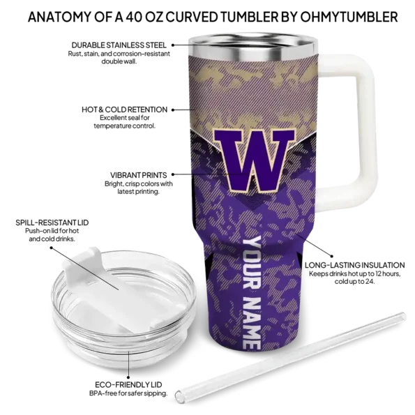 customized washington huskies chevron stripe purple curved tumbler new arrival.webp
