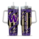 customized washington huskies claw cut purple black curved tumbler best selling.webp