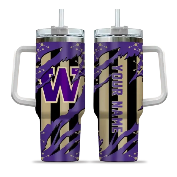 customized washington huskies claw cut purple black curved tumbler best selling.webp