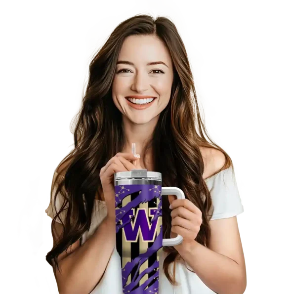 customized washington huskies claw cut purple black curved tumbler premium grade.webp