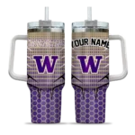 customized washington huskies hex texture purple curved tumbler best selling.webp