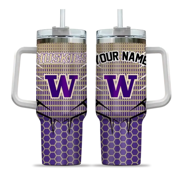 customized washington huskies hex texture purple curved tumbler best selling.webp