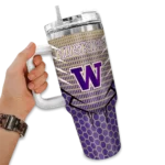 customized washington huskies hex texture purple curved tumbler best selling.webp