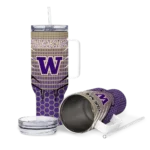 customized washington huskies hex texture purple curved tumbler best selling.webp