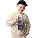 customized washington huskies hex texture purple curved tumbler best selling.webp