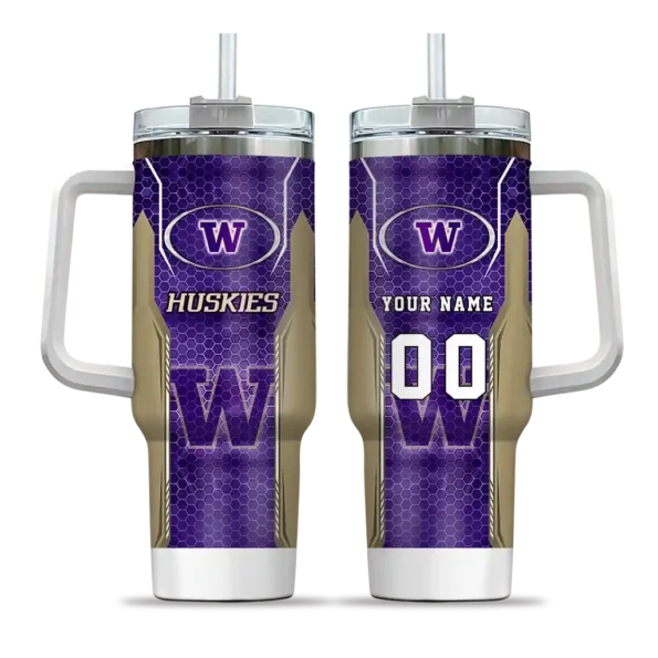 customized washington huskies hexagon armor purple curved tumbler best selling.webp