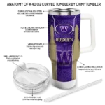 customized washington huskies hexagon armor purple curved tumbler best selling.webp