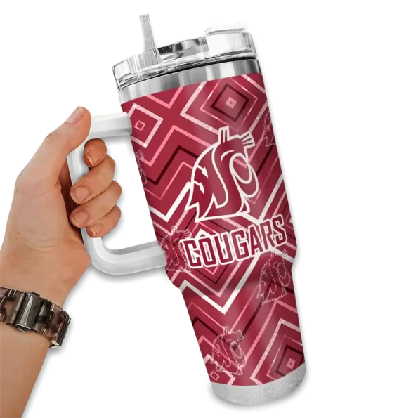customized washington state cougars bold diamonds crimson curved tumbler fashion forward.webp