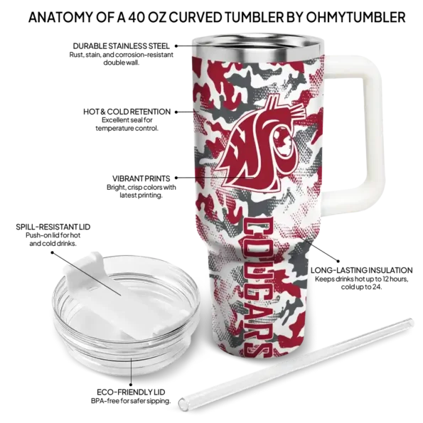 customized washington state cougars camo mashup crimson white curved tumbler new arrival.webp