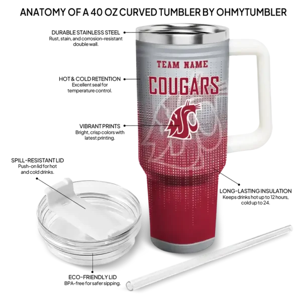 customized washington state cougars gradient dots crimson curved tumbler new arrival.webp