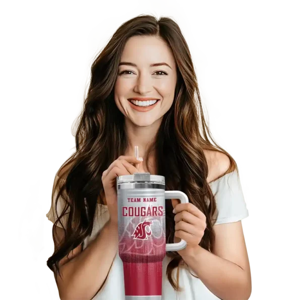customized washington state cougars gradient dots crimson curved tumbler premium grade.webp