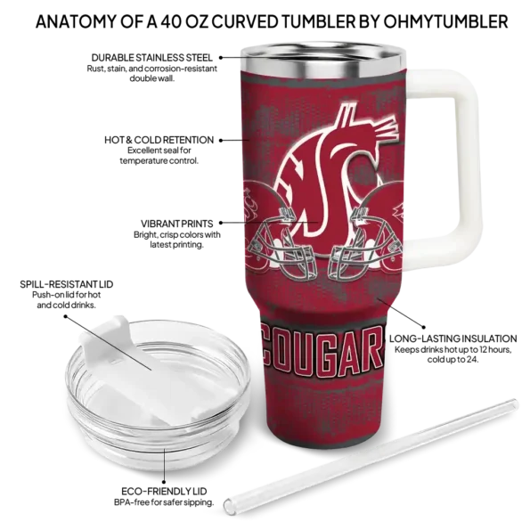 customized washington state cougars honey streaks crimson curved tumbler new arrival.webp