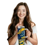 customized west virginia mountaineers abstract paths blue curved tumbler best selling.webp