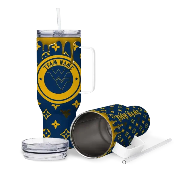customized west virginia mountaineers bullseye drips blue curved tumbler high quality.webp