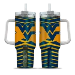 customized west virginia mountaineers chevron layers blue curved tumbler best selling.webp