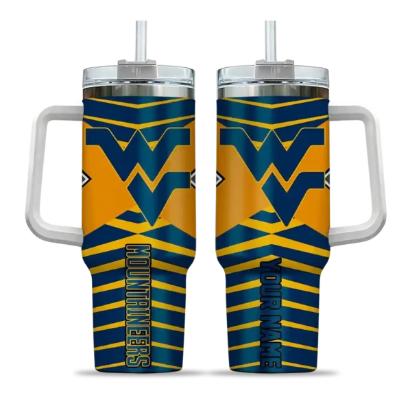 customized west virginia mountaineers chevron layers blue curved tumbler best selling.webp