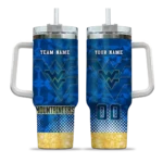 customized west virginia mountaineers geometric prism blue curved tumbler best selling.webp