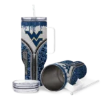 customized west virginia mountaineers leopard zipper blue curved tumbler best selling.webp