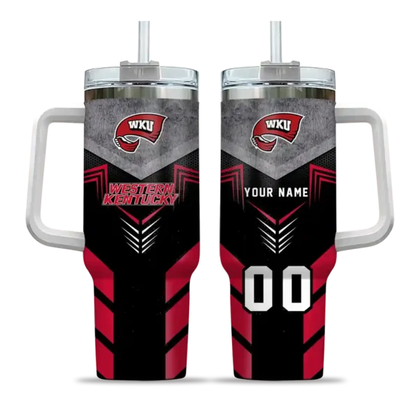 customized western kentucky hilltoppers arrow armor red black curved tumbler best selling.webp