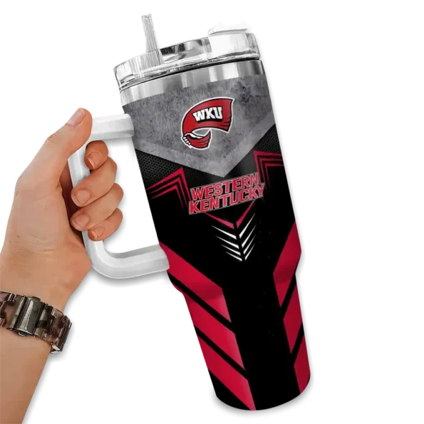 customized western kentucky hilltoppers arrow armor red black curved tumbler fashion forward.webp