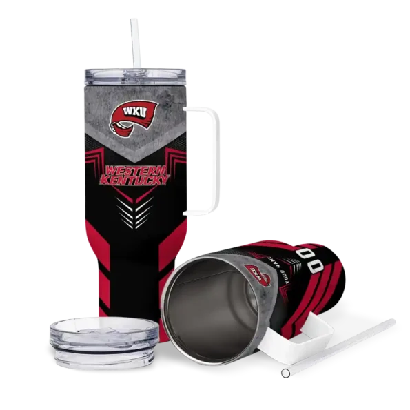customized western kentucky hilltoppers arrow armor red black curved tumbler high quality.webp