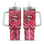 customized western kentucky hilltoppers chevron angle red curved tumbler best selling.webp