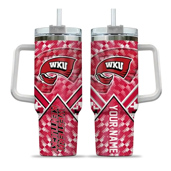 customized western kentucky hilltoppers chevron angle red curved tumbler best selling.webp