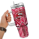 customized western kentucky hilltoppers chevron angle red curved tumbler best selling.webp