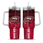 customized western kentucky hilltoppers chevron stripe red curved tumbler best selling.webp