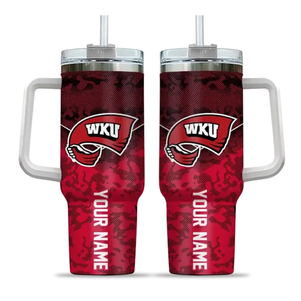 customized western kentucky hilltoppers chevron stripe red curved tumbler best selling.webp