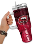 customized western kentucky hilltoppers chevron stripe red curved tumbler best selling.webp