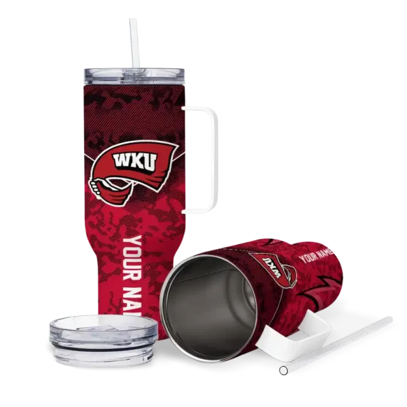 customized western kentucky hilltoppers chevron stripe red curved tumbler high quality.webp