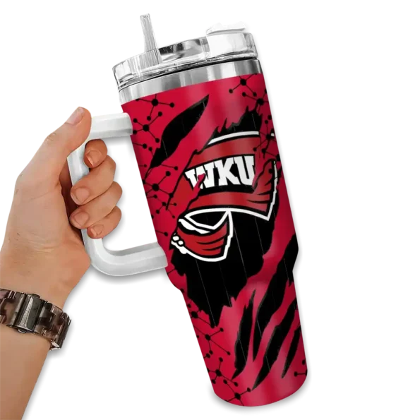 customized western kentucky hilltoppers claw cut red black curved tumbler fashion forward.webp