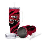 customized western kentucky hilltoppers claw cut red black curved tumbler best selling.webp