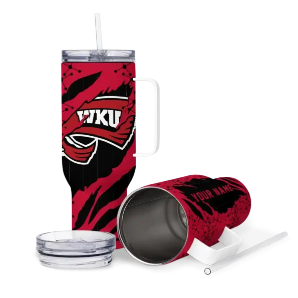 customized western kentucky hilltoppers claw cut red black curved tumbler high quality.webp