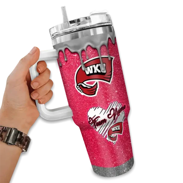 customized western kentucky hilltoppers heart helmet motif red curved tumbler fashion forward.webp