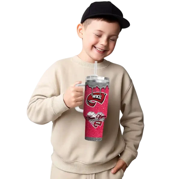 customized western kentucky hilltoppers heart helmet motif red curved tumbler latest model.webp