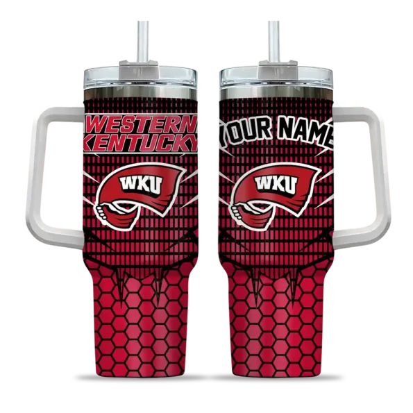 customized western kentucky hilltoppers hex texture red curved tumbler best selling.webp