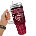 customized western kentucky hilltoppers hex texture red curved tumbler best selling.webp