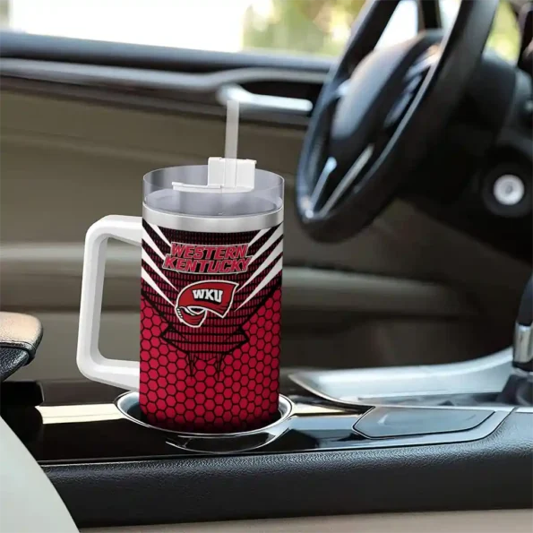 customized western kentucky hilltoppers hex texture red curved tumbler trendy.webp