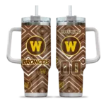 customized western michigan broncos bold diamonds brown curved tumbler best selling.webp