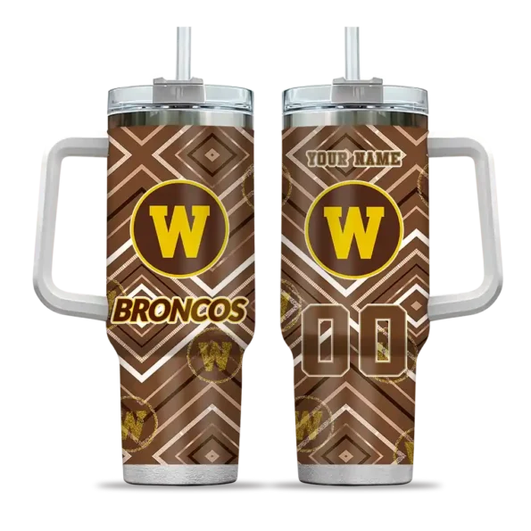 customized western michigan broncos bold diamonds brown curved tumbler best selling.webp