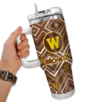 customized western michigan broncos bold diamonds brown curved tumbler best selling.webp