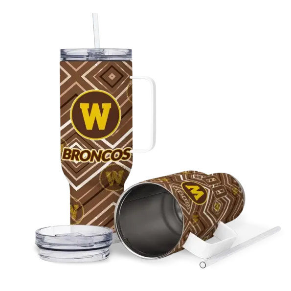 customized western michigan broncos bold diamonds brown curved tumbler high quality.webp