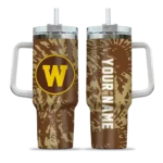 customized western michigan broncos burst swirl brown curved tumbler best selling.webp