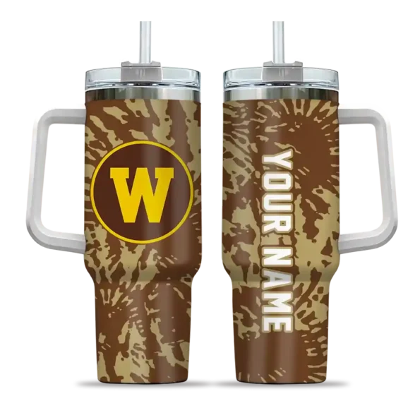 customized western michigan broncos burst swirl brown curved tumbler best selling.webp