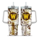 customized western michigan broncos camo mashup brown white curved tumbler best selling.webp