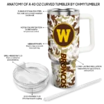customized western michigan broncos camo mashup brown white curved tumbler best selling.webp
