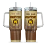 customized western michigan broncos gradient dots brown curved tumbler best selling.webp